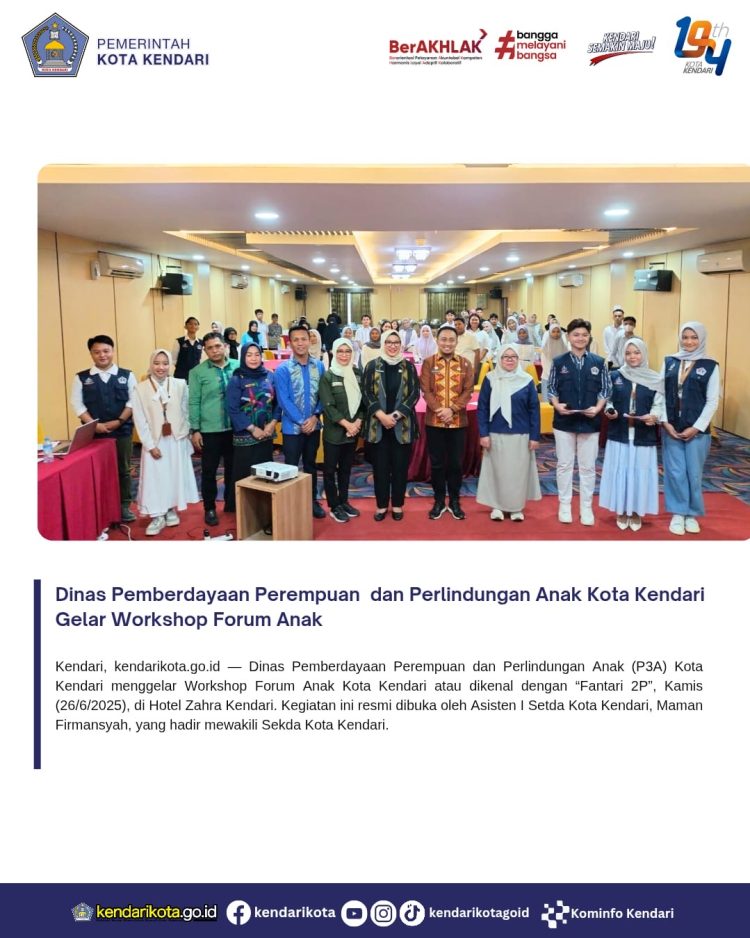Dinas Pemberdayaan Perempuan dan Perlindungan Anak Kota Kendari Gelar Workshop Forum Anak