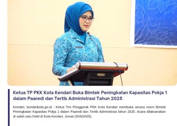 Ketua TP PKK Kota Kendari Buka Bimtek Peningkatan Kapasitas Pokja 1 dalam Paaredi dan Tertib Administrasi Tahun 2025