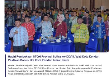 Hadiri Pembukaan STQH Provinsi Sultra ke-XXVIII, Wali Kota Kendari Pastikan Bonus Jika Kota Kendari Juara Umum