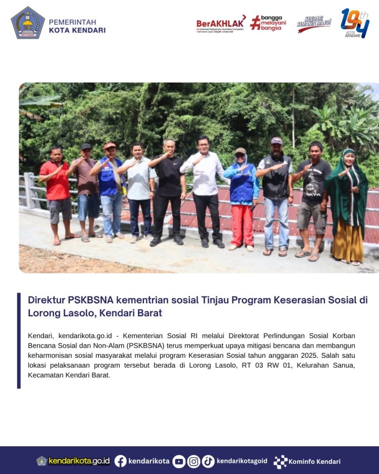 Direktur PSKBSNA kementrian sosial Tinjau Program Keserasian Sosial di Lorong Lasolo, Kendari Barat