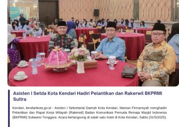 Asisten I Setda Kota Kendari Hadiri Pelantikan dan Rakerwil BKPRMI Sultra
