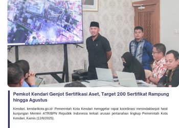 Pemkot Kendari Genjot Sertifikasi Aset, Target 200 Sertifikat Rampung hingga Agustus