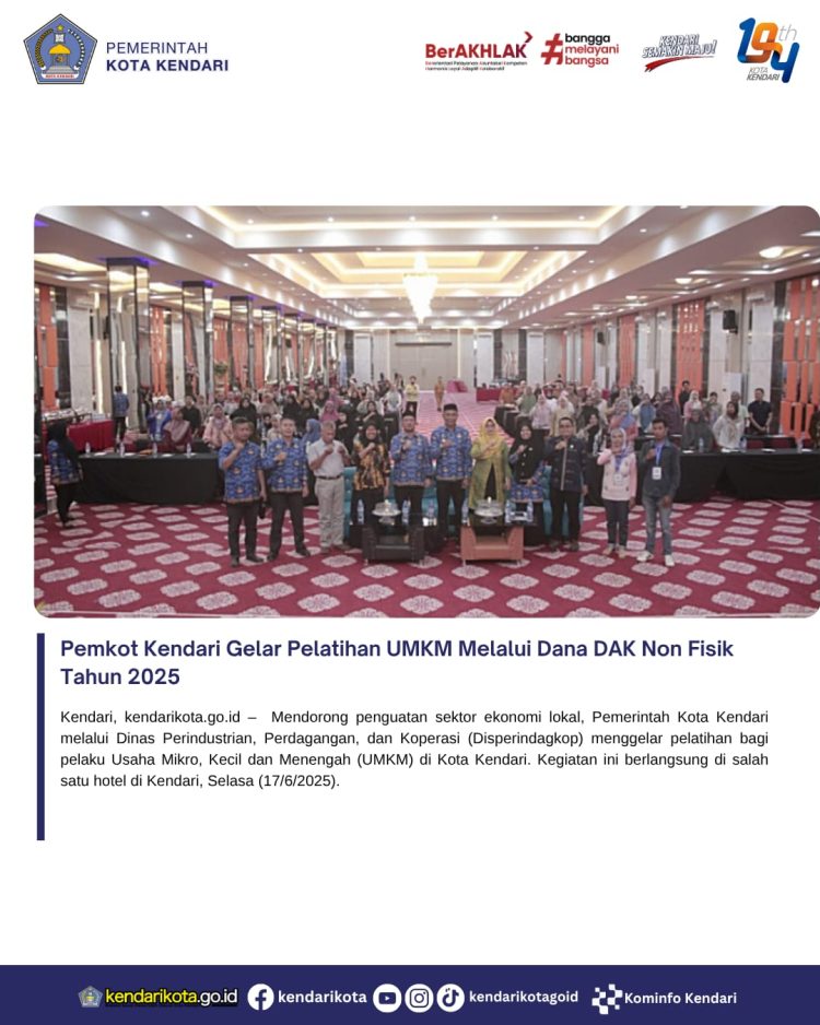 Pemkot Kendari Gelar Pelatihan UMKM Melalui Dana DAK Non Fisik Tahun 2025