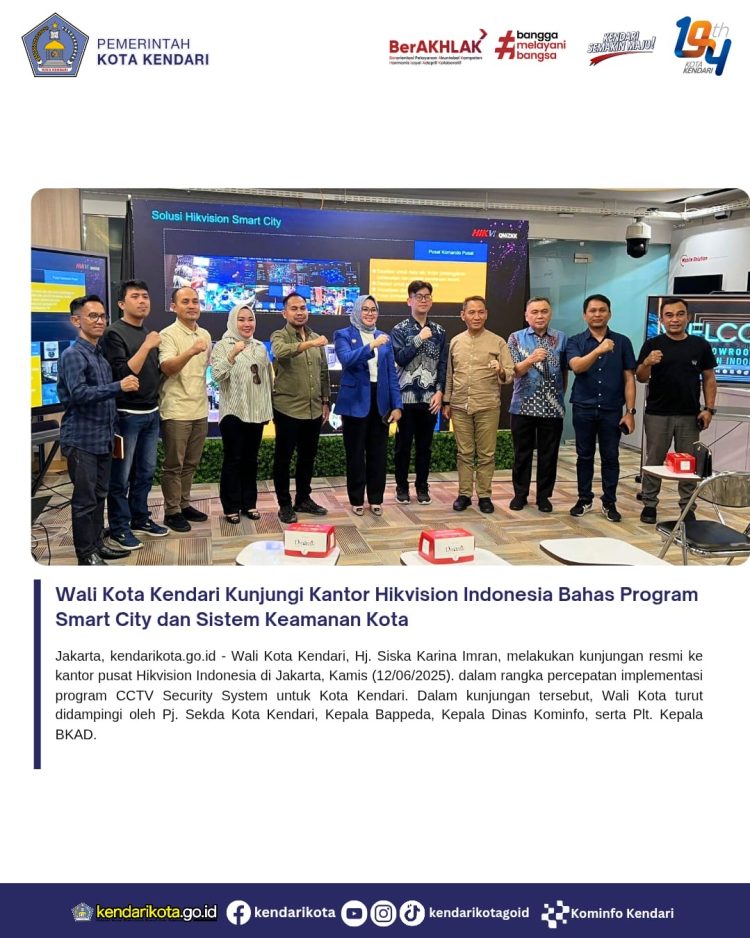 Wali Kota Kendari Kunjungi Kantor Hikvision Indonesia Bahas Program Smart City dan Sistem Keamanan Kota