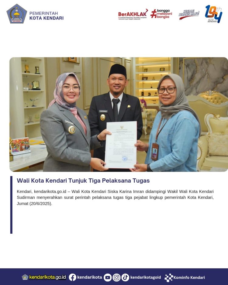 Wali Kota Kendari Tunjuk Tiga Pelaksana Tugas
