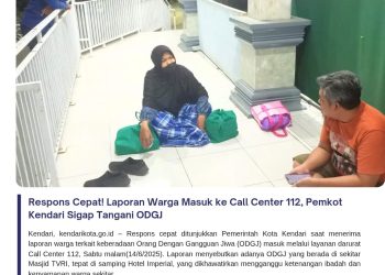 Respons Cepat! Laporan Warga Masuk ke Call Center 112, Pemkot Kendari Sigap Tangani ODGJ