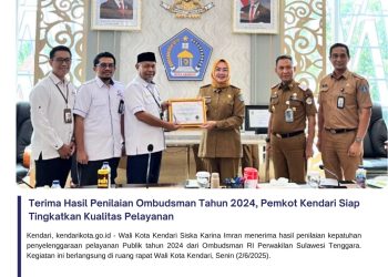 Terima Hasil Penilaian Ombudsman Tahun 2024, Pemkot Kendari Siap Tingkatkan Kualitas Pelayanan