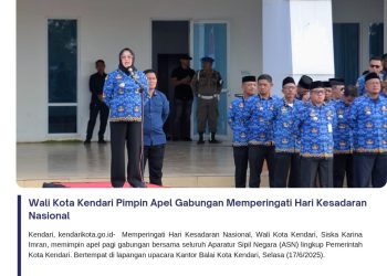 Wali Kota Kendari Pimpin Apel Gabungan Memperingati Hari Kesadaran Nasional