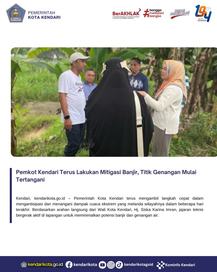Pemkot Kendari Terus Lakukan Mitigasi Banjir, Titik Genangan Mulai Tertangani