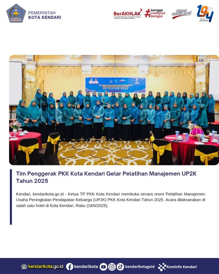 Tim Penggerak PKK Kota Kendari Gelar Pelatihan Manajemen UP2K Tahun 2025