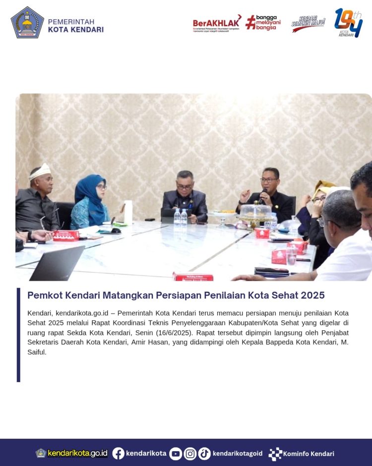 Pemkot Kendari Matangkan Persiapan Penilaian Kota Sehat 2025