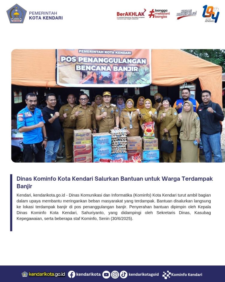 Dinas Kominfo Kota Kendari Salurkan Bantuan untuk Warga Terdampak Banjir