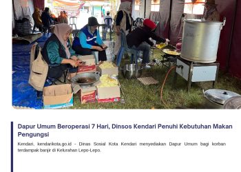 Dapur Umum Beroperasi 7 Hari, Dinsos Kendari Penuhi Kebutuhan Makan Pengungsi