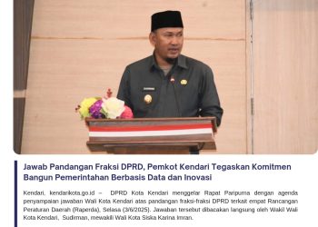 Jawab Pandangan Fraksi DPRD, Pemkot Kendari Tegaskan Komitmen Bangun Pemerintahan Berbasis Data dan Inovasi