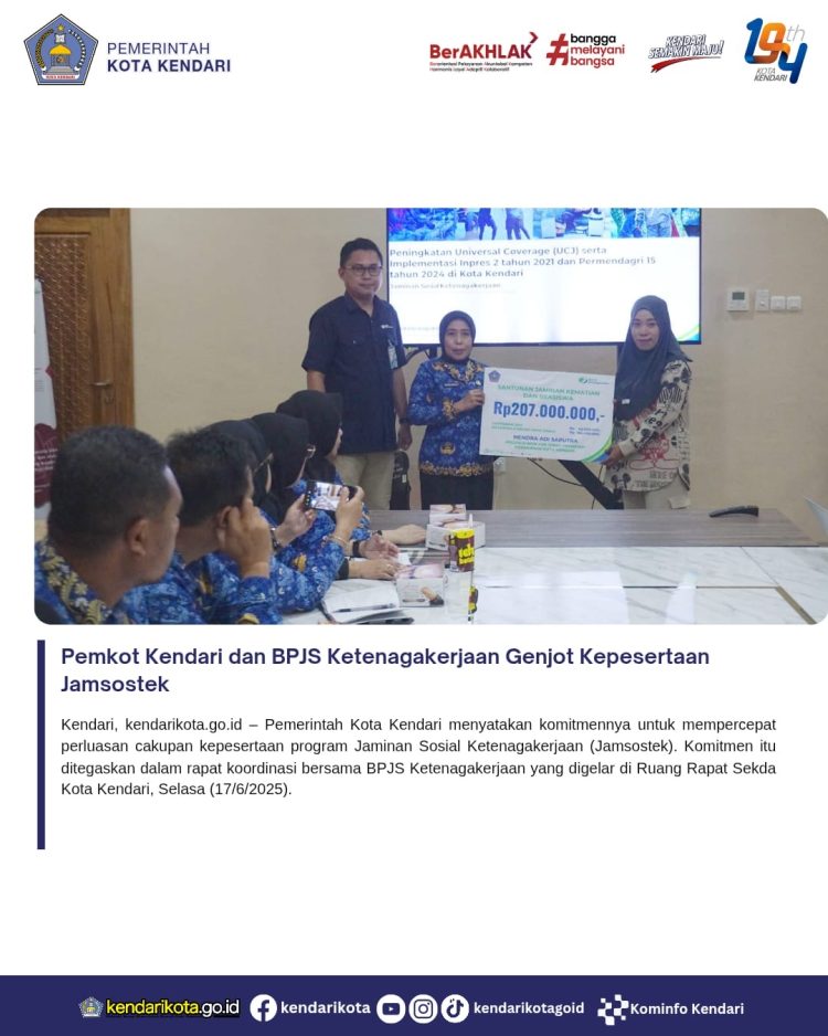 Pemkot Kendari dan BPJS Ketenagakerjaan Genjot Kepesertaan Jamsostek