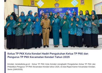Ketua TP PKK Kota Kendari Hadiri Pengukuhan Ketua TP PKK dan Pengurus TP PKK Kecamatan Kendari Tahun 2025