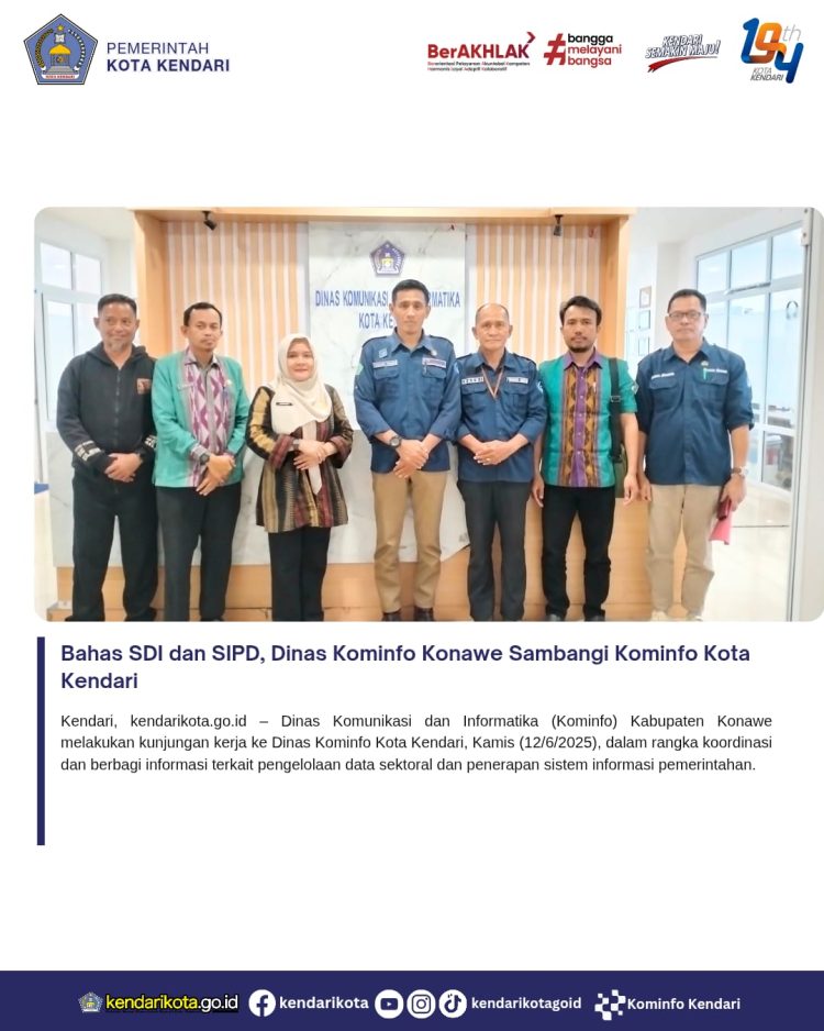Bahas SDI dan SIPD, Dinas Kominfo Konawe Sambangi Kominfo Kota Kendari