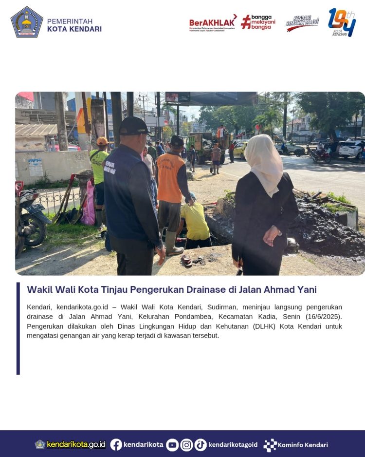 Wakil Wali Kota Tinjau Pengerukan Drainase di Jalan Ahmad Yani