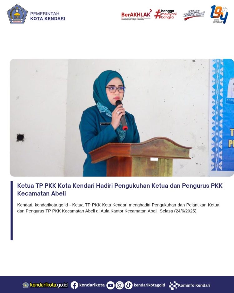 Ketua TP PKK Kota Kendari Hadiri Pengukuhan Ketua dan Pengurus PKK Kecamatan Abeli