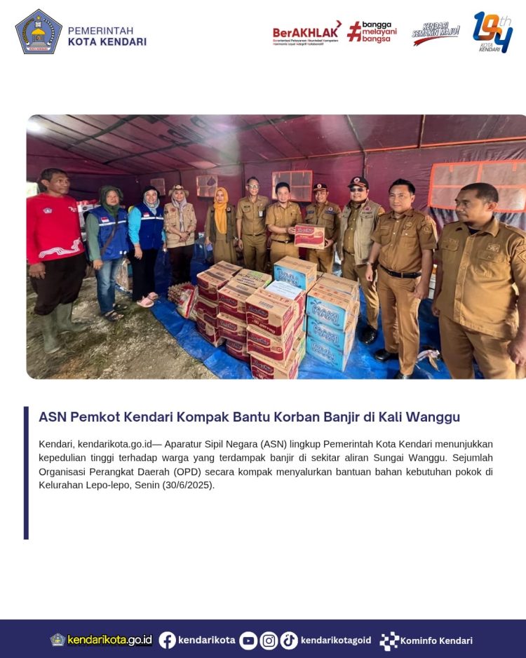 ASN Pemkot Kendari Kompak Bantu Korban Banjir di Kali Wanggu