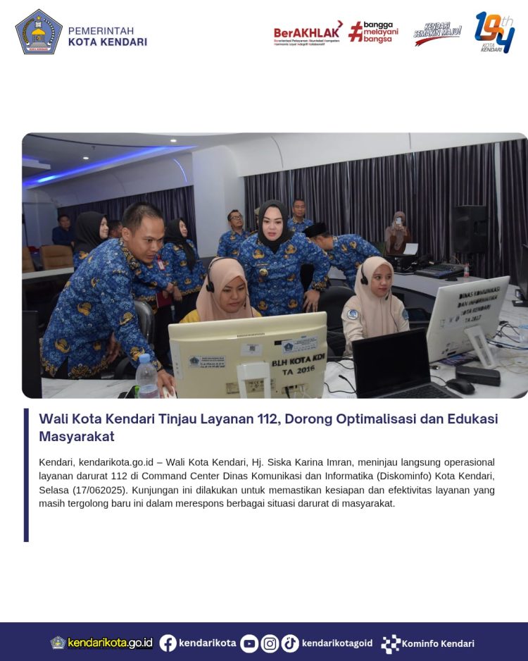 Wali Kota Kendari Tinjau Layanan 112, Dorong Optimalisasi dan Edukasi Masyarakat