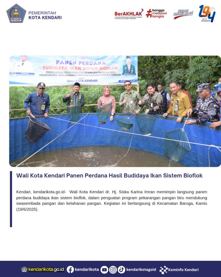Wali Kota Kendari Panen Perdana Hasil Budidaya Ikan Sistem Bioflok