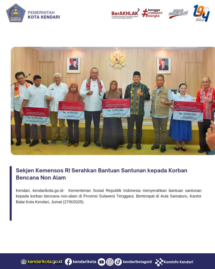 Sekjen Kemensos RI Serahkan Bantuan Santunan kepada Korban Bencana Non Alam