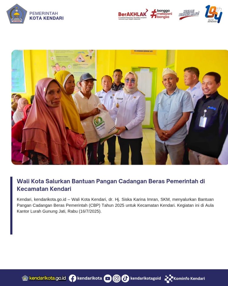 Wali Kota Salurkan Bantuan Pangan Cadangan Beras Pemerintah di Kecamatan Kendari