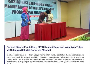 Perkuat Sinergi Pendidikan, SPPG Kendari Barat dan Wua-Wua Teken MoU dengan Sekolah Penerima Manfaat