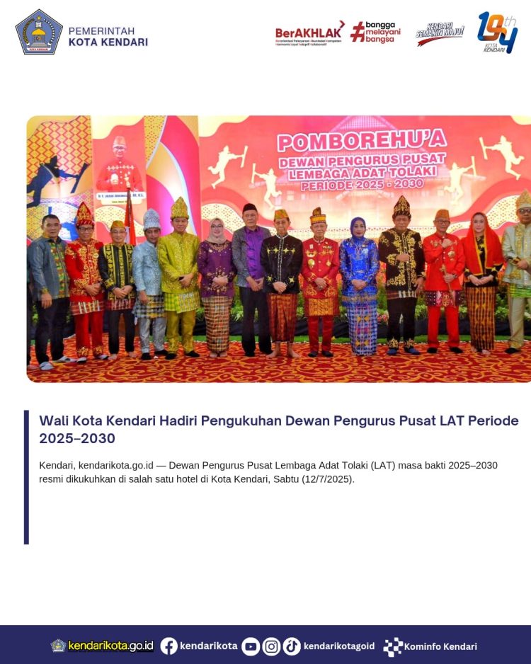 Wali Kota Kendari Hadiri Pengukuhan Dewan Pengurus Pusat LAT Periode 2025–2030