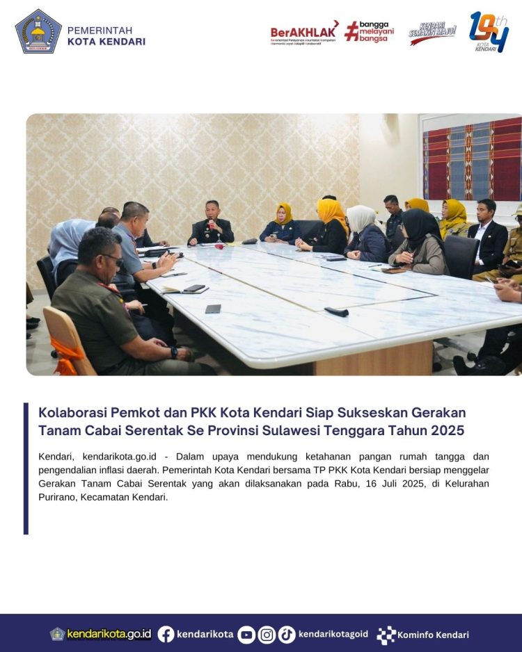 Kolaborasi Pemkot dan PKK Kota Kendari Siap Sukseskan Gerakan Tanam Cabai Serentak Se Provinsi Sulawesi Tenggara Tahun 2025