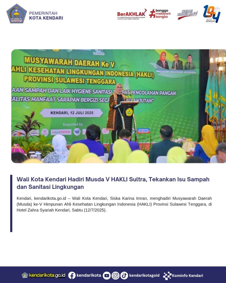 Wali Kota Kendari Hadiri Musda V HAKLI Sultra, Tekankan Isu Sampah dan Sanitasi Lingkungan