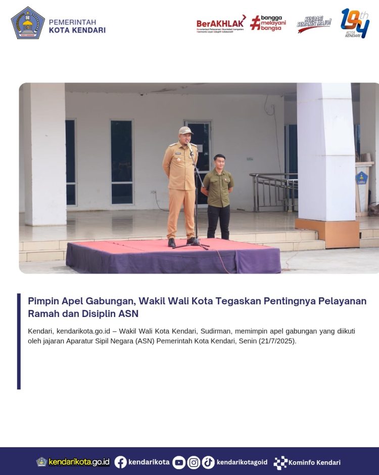 Pimpin Apel Gabungan, Wakil Wali Kota Tegaskan Pentingnya Pelayanan Ramah dan Disiplin ASN