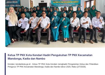 Ketua TP PKK Kota Kendari Hadiri Pengukuhan TP PKK Kecamatan Mandonga, Kadia dan Nambo