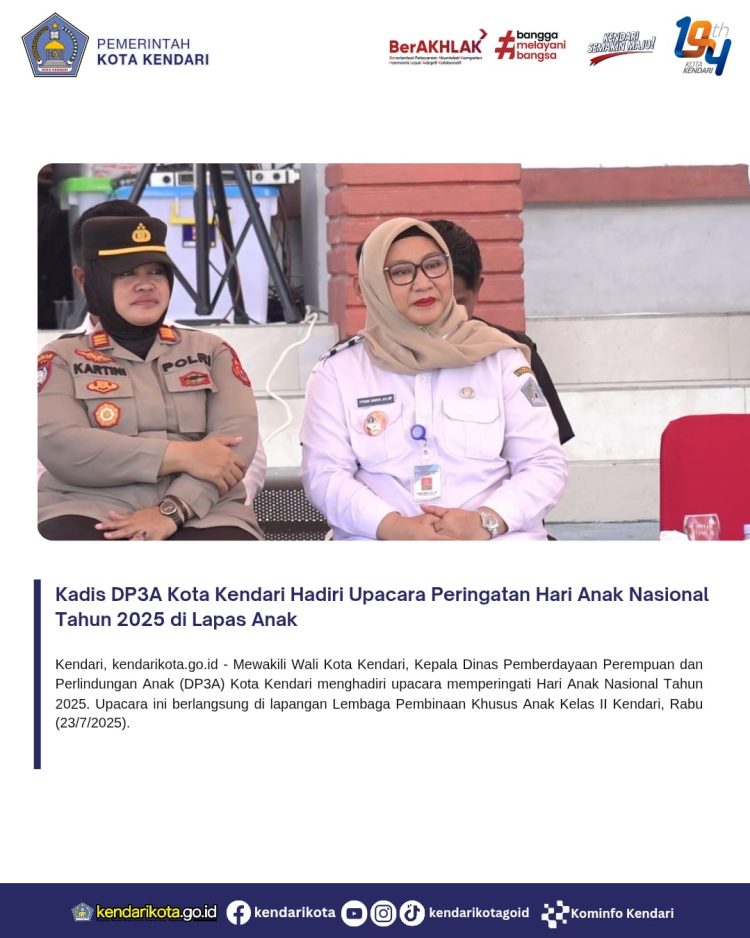 Kadis DP3A Kota Kendari Hadiri Upacara Peringatan Hari Anak Nasional Tahun 2025 di Lapas Anak