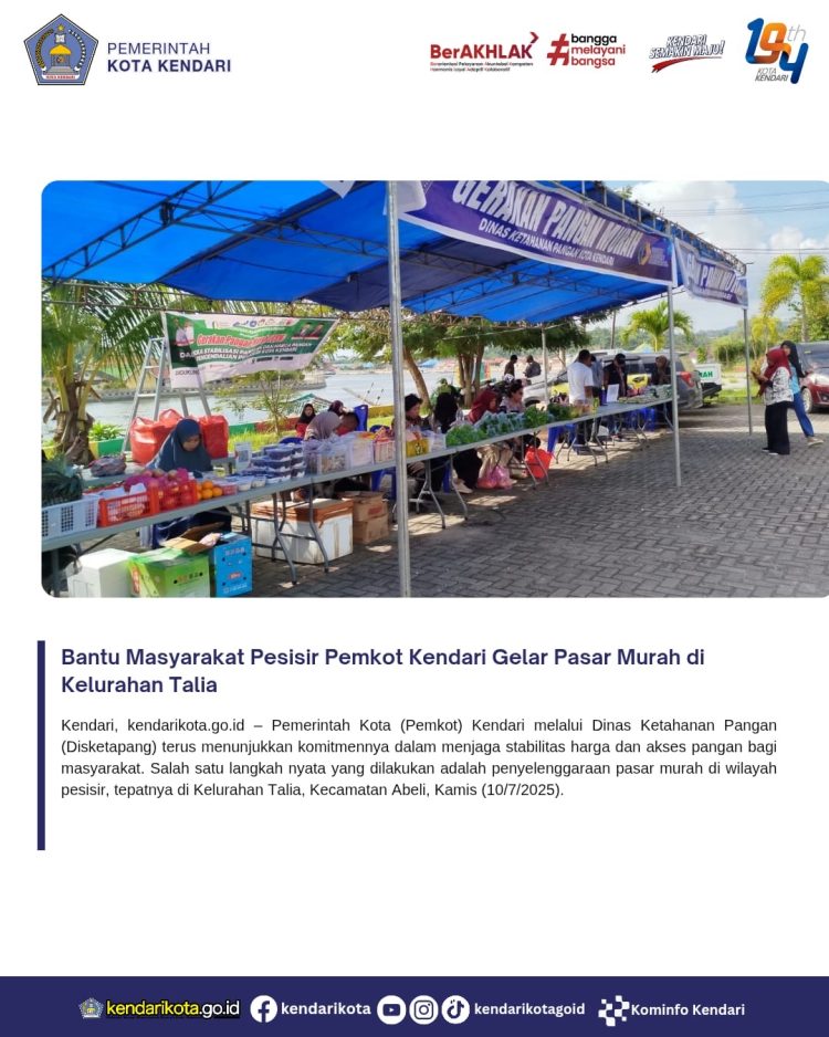 Bantu Masyarakat Pesisir Pemkot Kendari Gelar Pasar Murah di Kelurahan Talia