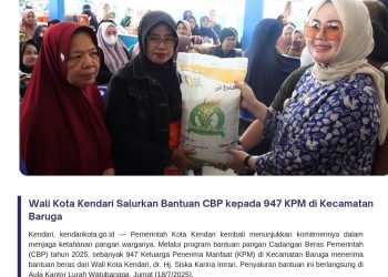 Wali Kota Kendari Salurkan Bantuan CBP kepada 947 KPM di Kecamatan Baruga