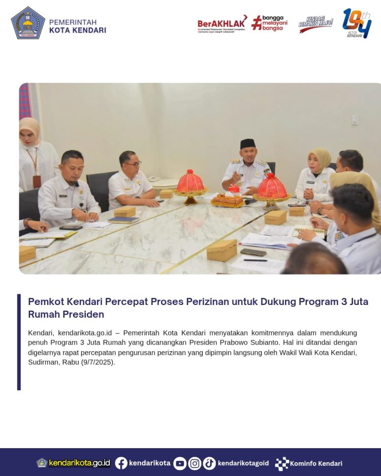 Pemkot Kendari Percepat Proses Perizinan untuk Dukung Program 3 Juta Rumah Presiden