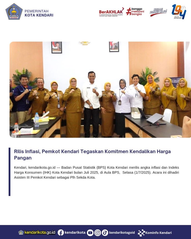 Rilis Inflasi, Pemkot Kendari Tegaskan Komitmen Kendalikan Harga Pangan