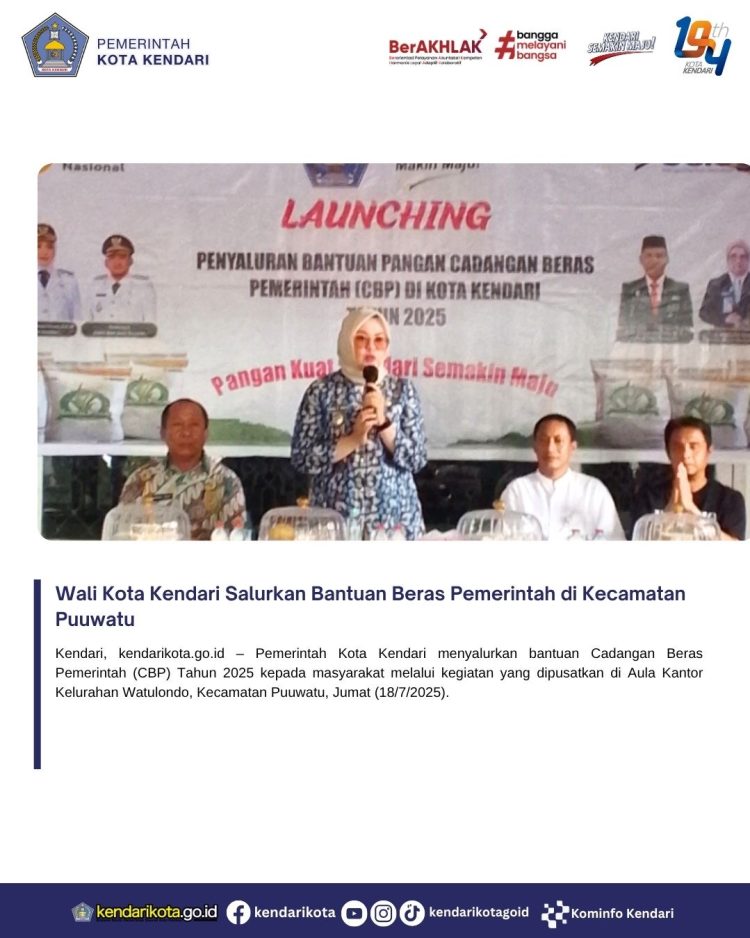 Wali Kota Kendari Salurkan Bantuan Beras Pemerintah di Kecamatan Puuwatu