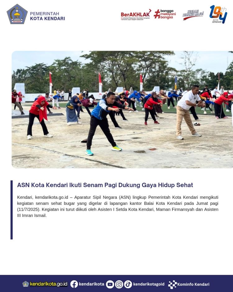 ASN Kota Kendari Ikuti Senam Pagi Dukung Gaya Hidup Sehat
