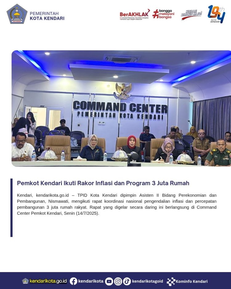Pemkot Kendari Ikuti Rakor Inflasi dan Program 3 Juta Rumah