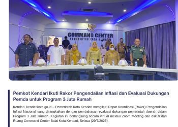 Pemkot Kendari Ikuti Rakor Pengendalian Inflasi dan Evaluasi Dukungan Pemda untuk Program 3 Juta Rumah