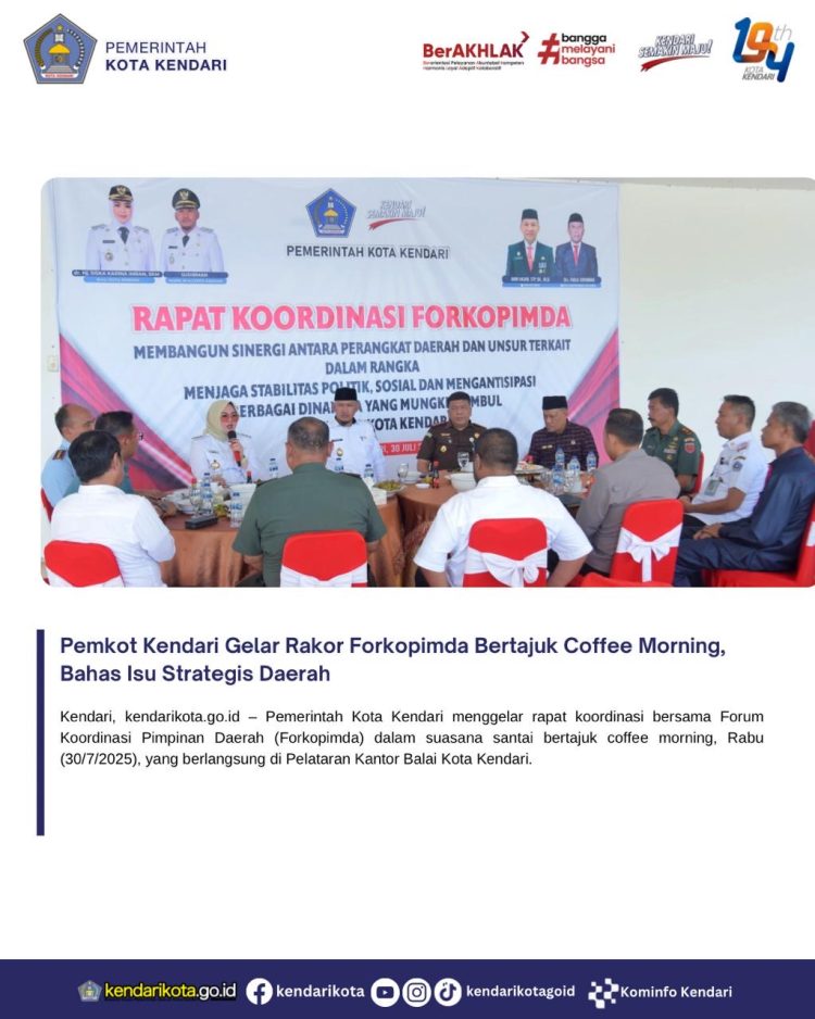 Pemkot Kendari Gelar Rakor Forkopimda Bertajuk Coffee Morning, Bahas Isu Strategis Daerah