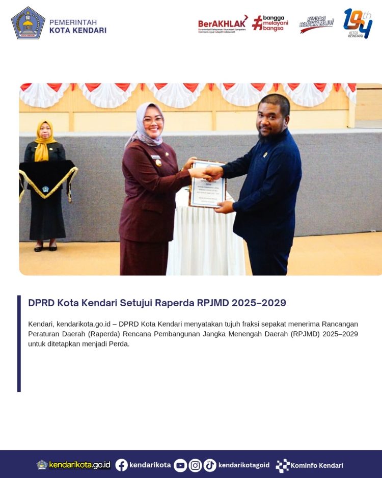 DPRD Kota Kendari Setujui Raperda RPJMD 2025–2029