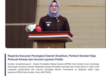 Raperda Susunan Perangkat Daerah Disahkan, Pemkot Kendari Siap Perkuat Kinerja dan Inovasi Layanan Publik