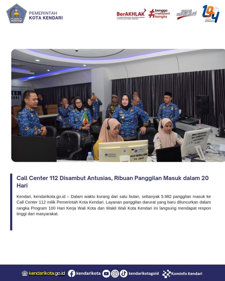 Call Center 112 Disambut Antusias, Ribuan Panggilan Masuk dalam 20 Hari