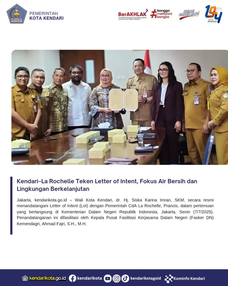 Kendari–La Rochelle Teken Letter of Intent, Fokus Air Bersih dan Lingkungan Berkelanjutan