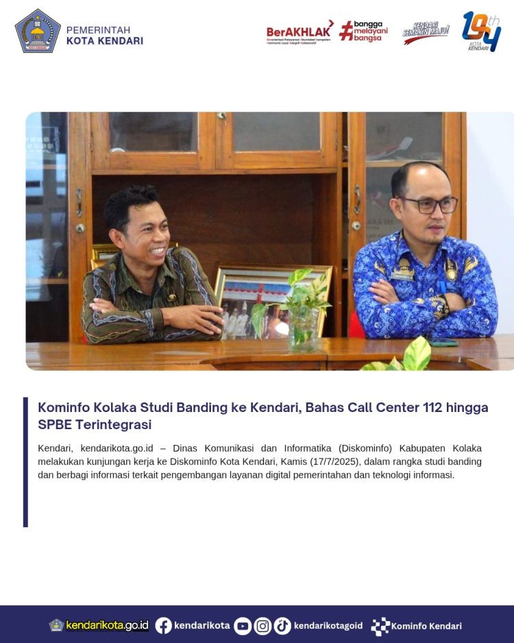 Kominfo Kolaka Studi Banding ke Kendari, Bahas Call Center 112 hingga SPBE Terintegrasi
