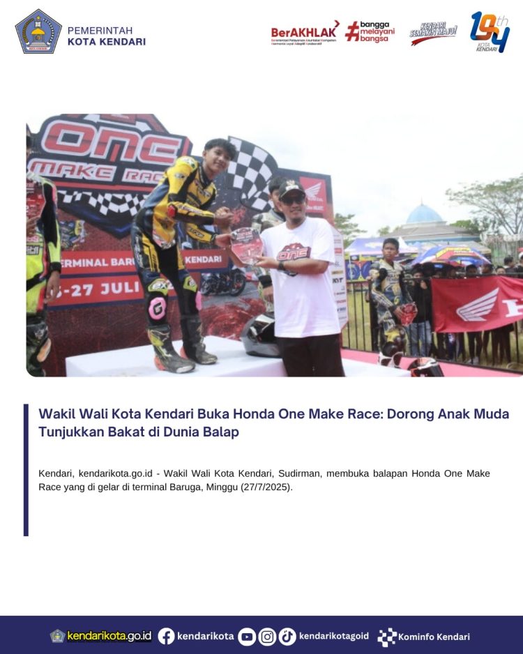 Wakil Wali Kota Kendari Buka Honda One Make Race: Dorong Anak Muda Tunjukkan Bakat di Dunia Balap
